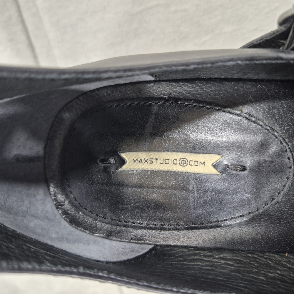 Max Studio Beau pumps women's 8 black fine leather double monk strap - Picture 8 of 16